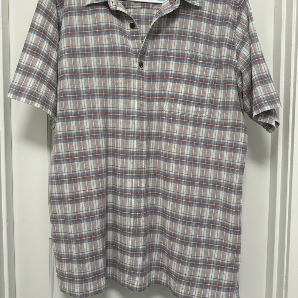 Patagonia Blue and Gray Plaid Button Down Shirt